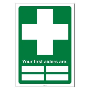 First Aiders Are: Safety Sign (Dry Wipe)