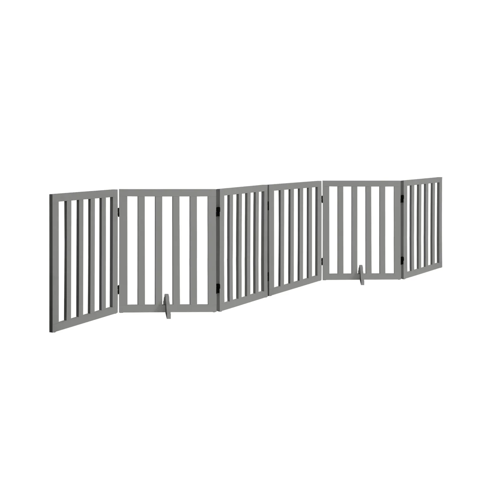 Alopet Wooden Pet Gate Dog Fence Safety Stair Barrier Security Door 6-Panel Grey