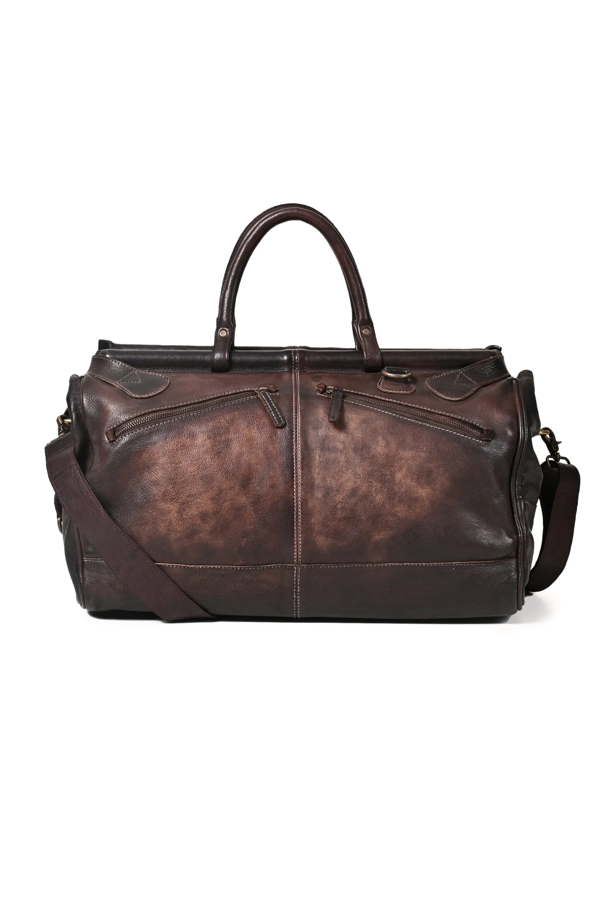 Art N Vintage Drifter: Real Leather Brown Duffle Bag