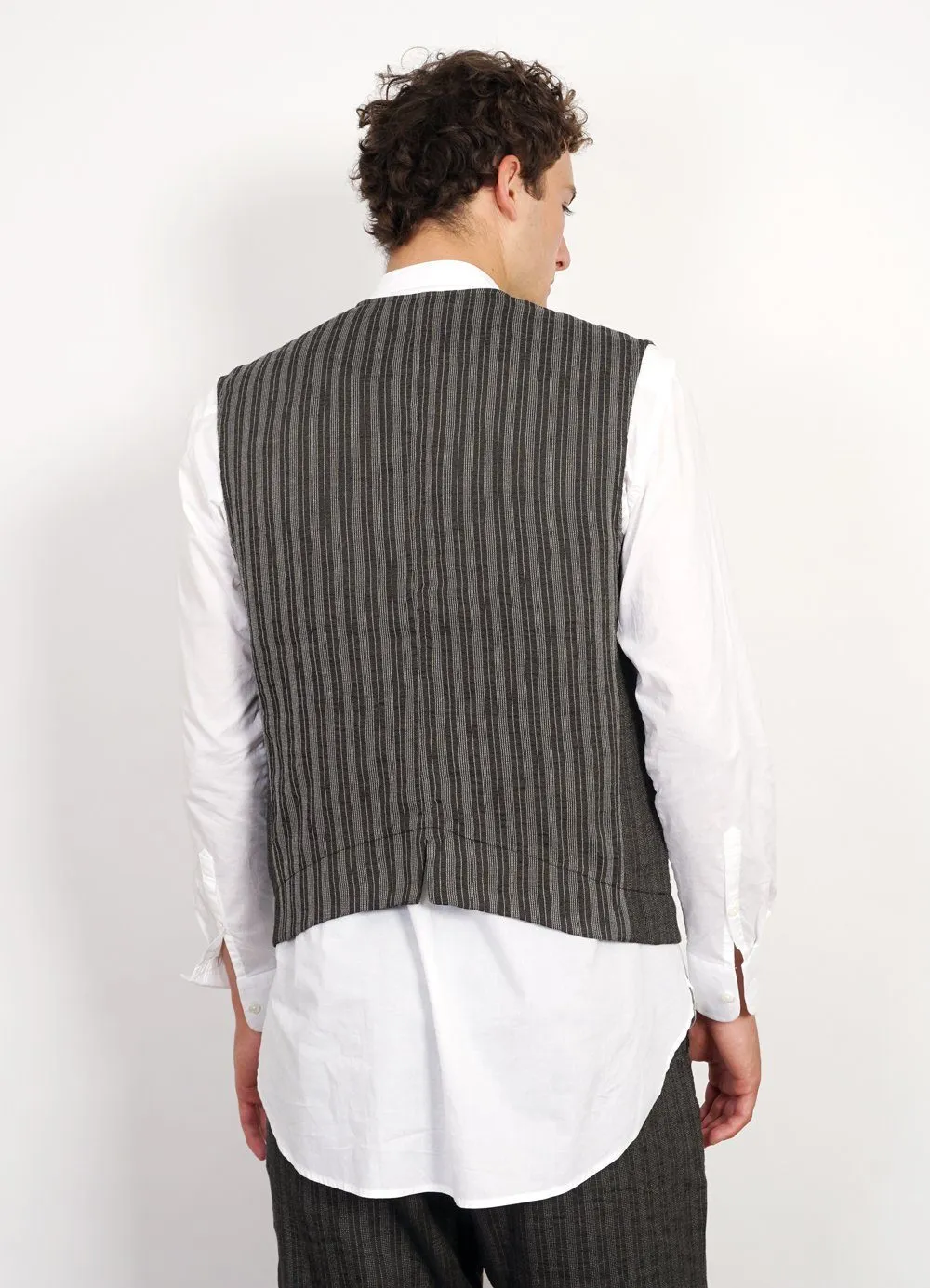 BEN | Crewneck Waistcoat | Taupe Stripes