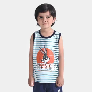 Boys Cotton Jersey Sando Character -Sky