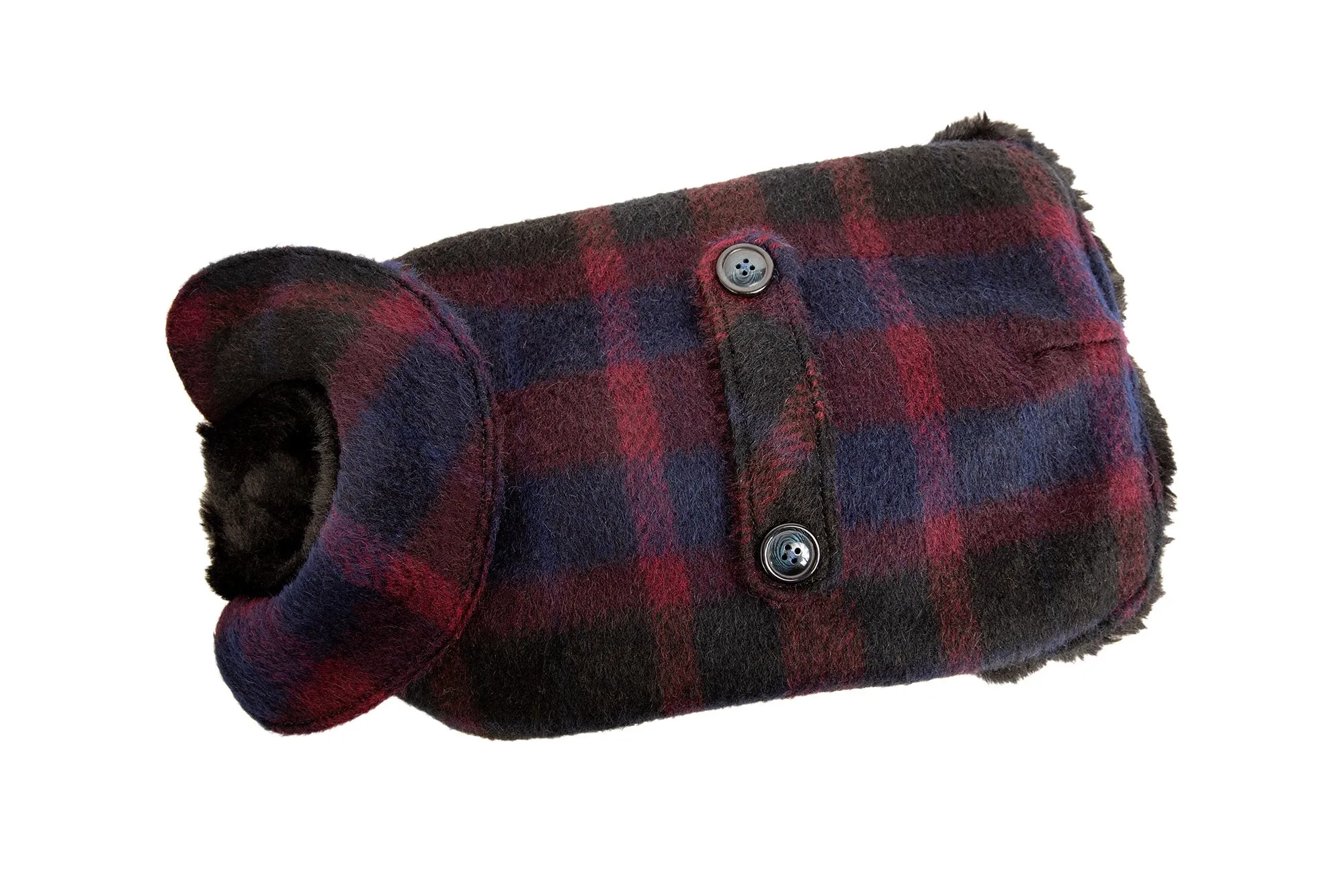 Dog Carrier - Winter - Navy & Burgundy Wool Carrier