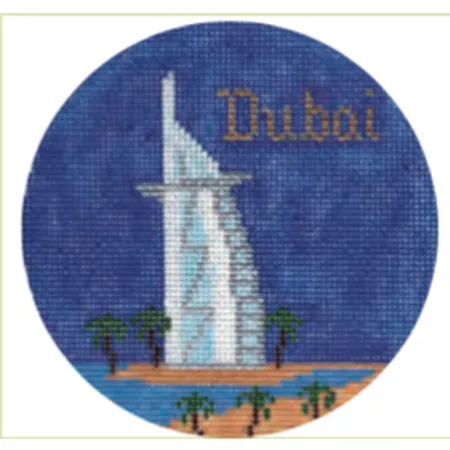 Dubai 4" Travel Round Needlepoint Canvas