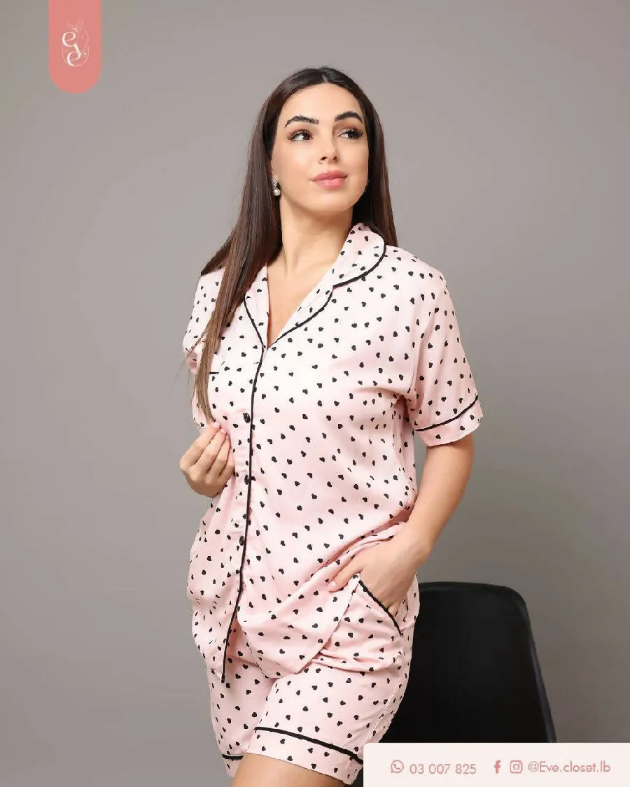 EVE.CLOSET Heart Short Sleeve Pajamas