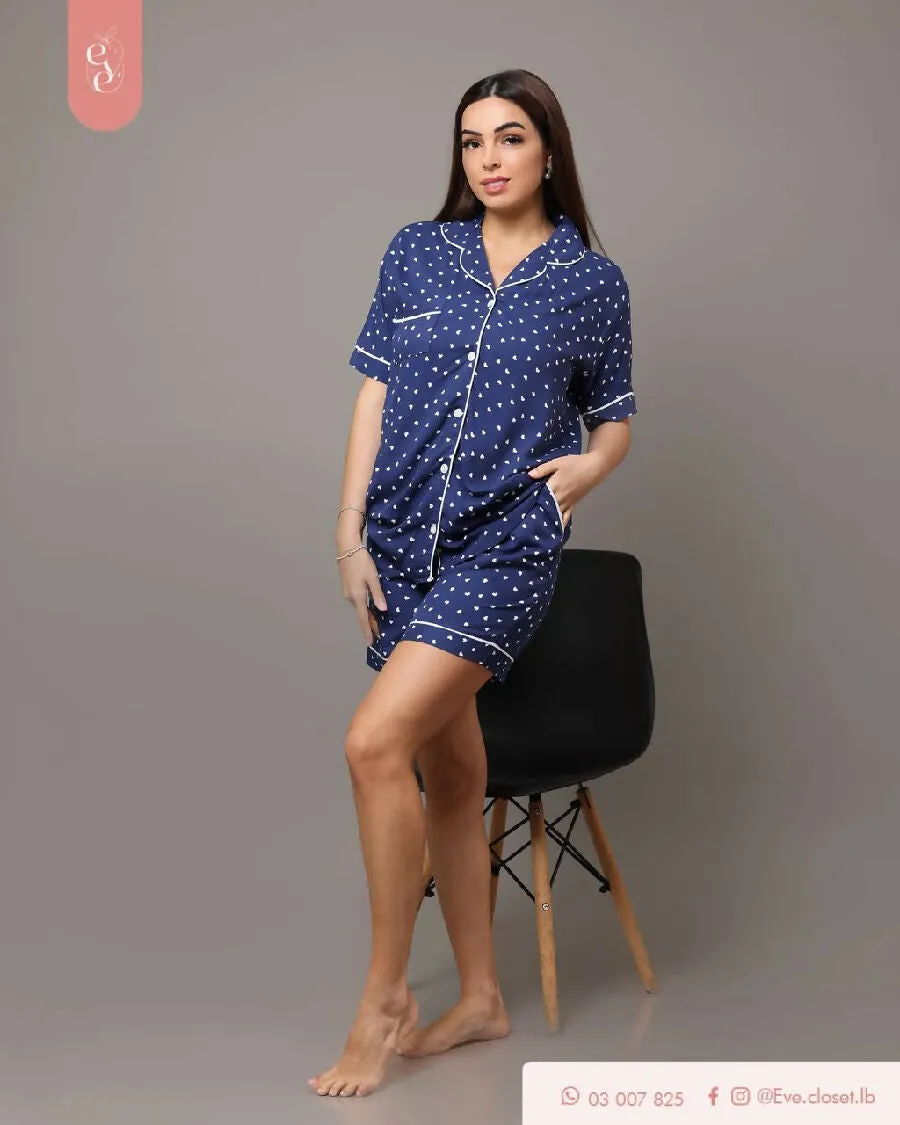 EVE.CLOSET Heart Short Sleeve Pajamas