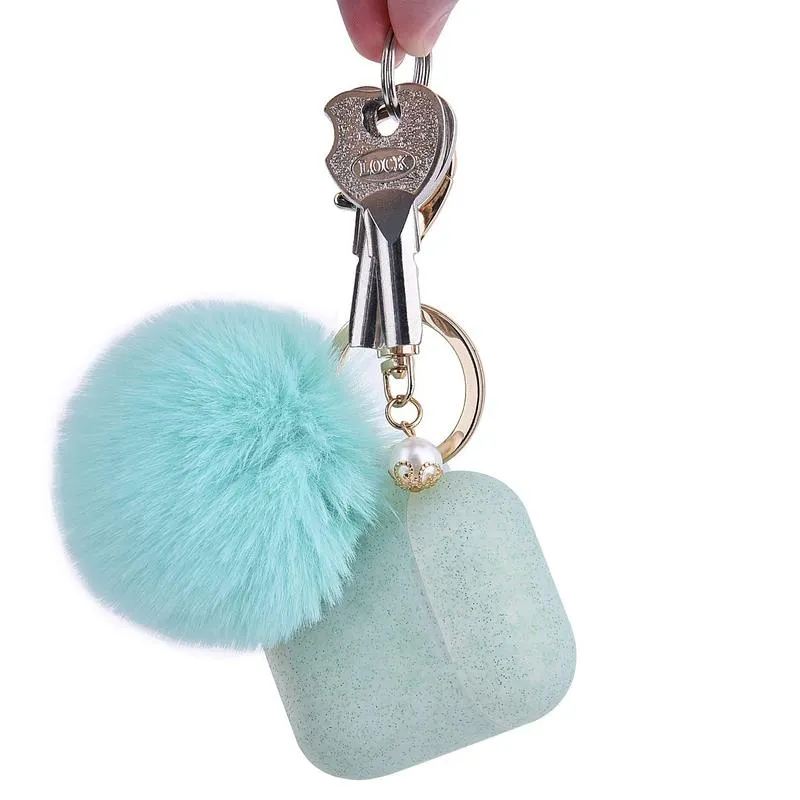 FASHION APPLE AIR POD CASE PROTECTOR WITH DECORATIVE POM POM FUR BALL