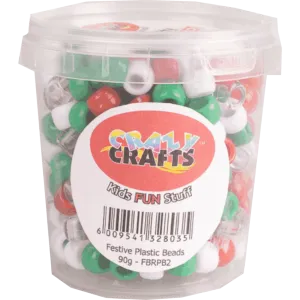 Festive Plastic Beads 90g - Tub