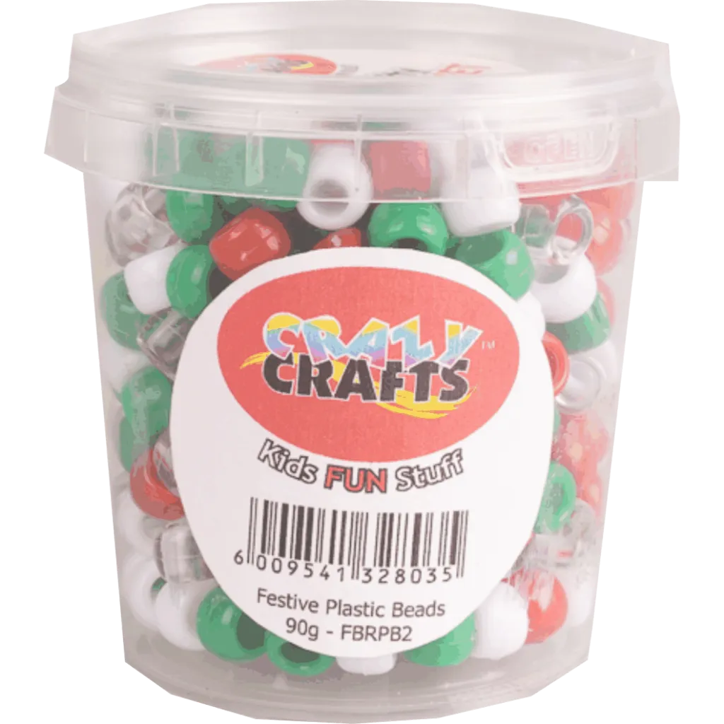 Festive Plastic Beads 90g - Tub