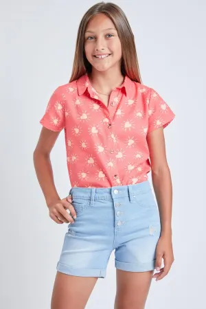 Girls Essential Button Fly Cuffed Shorts