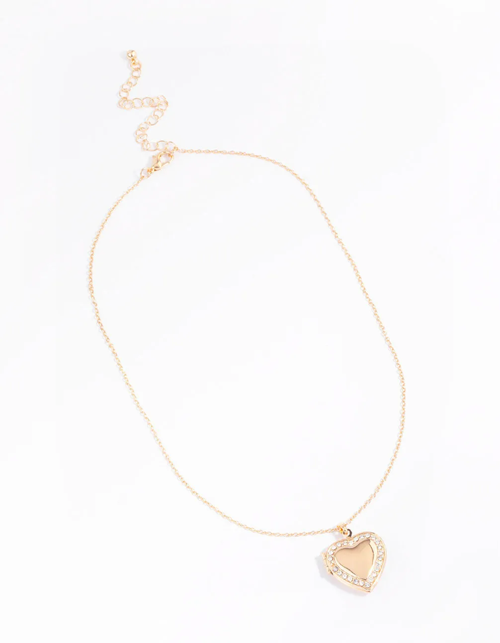 Gold Diamante Twisted Locket Necklace