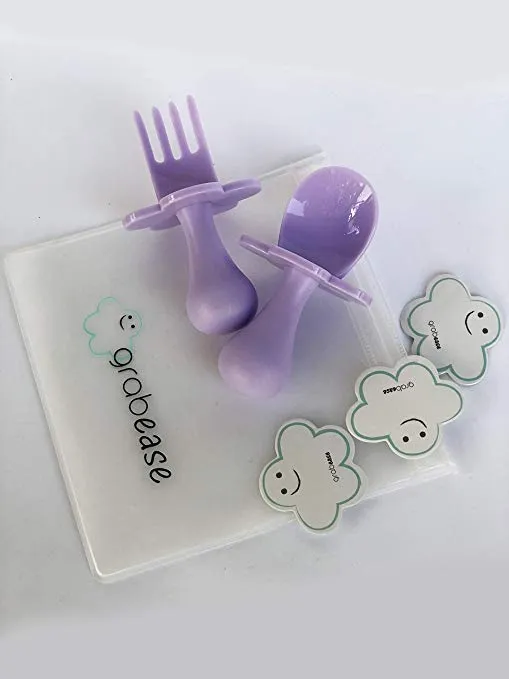 Grabease First Self Feeding Utensil Set - Lavender