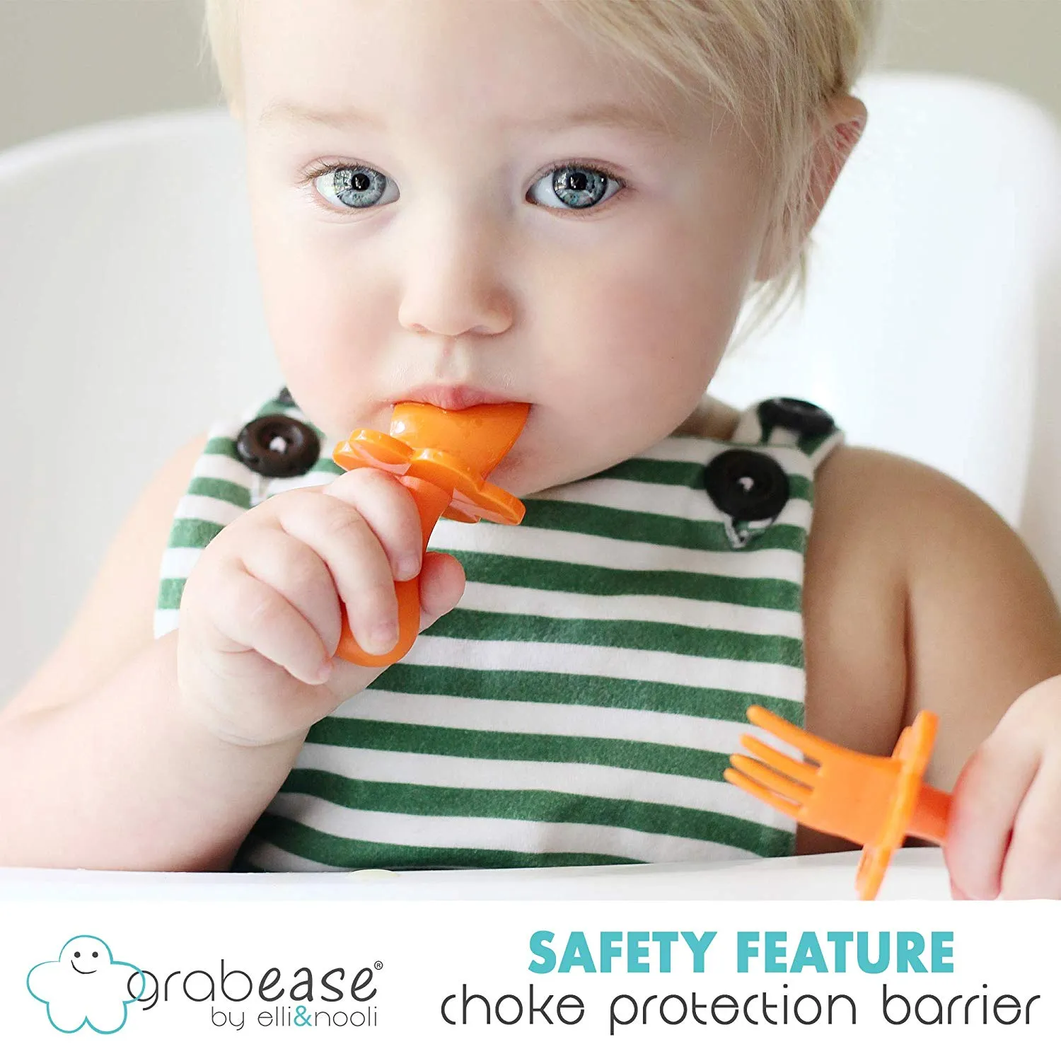 Grabease First Self Feeding Utensil Set - Orange