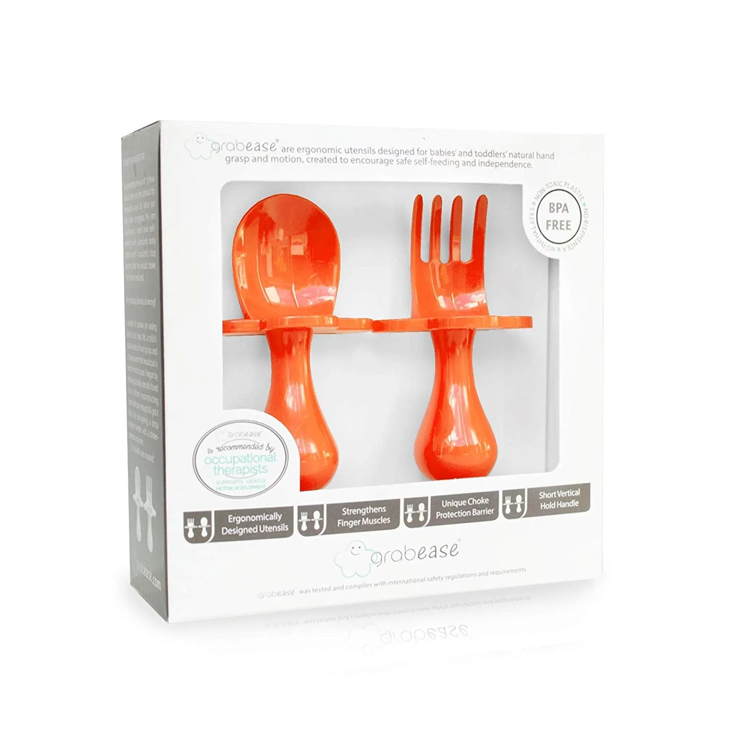 Grabease First Self Feeding Utensil Set - Orange