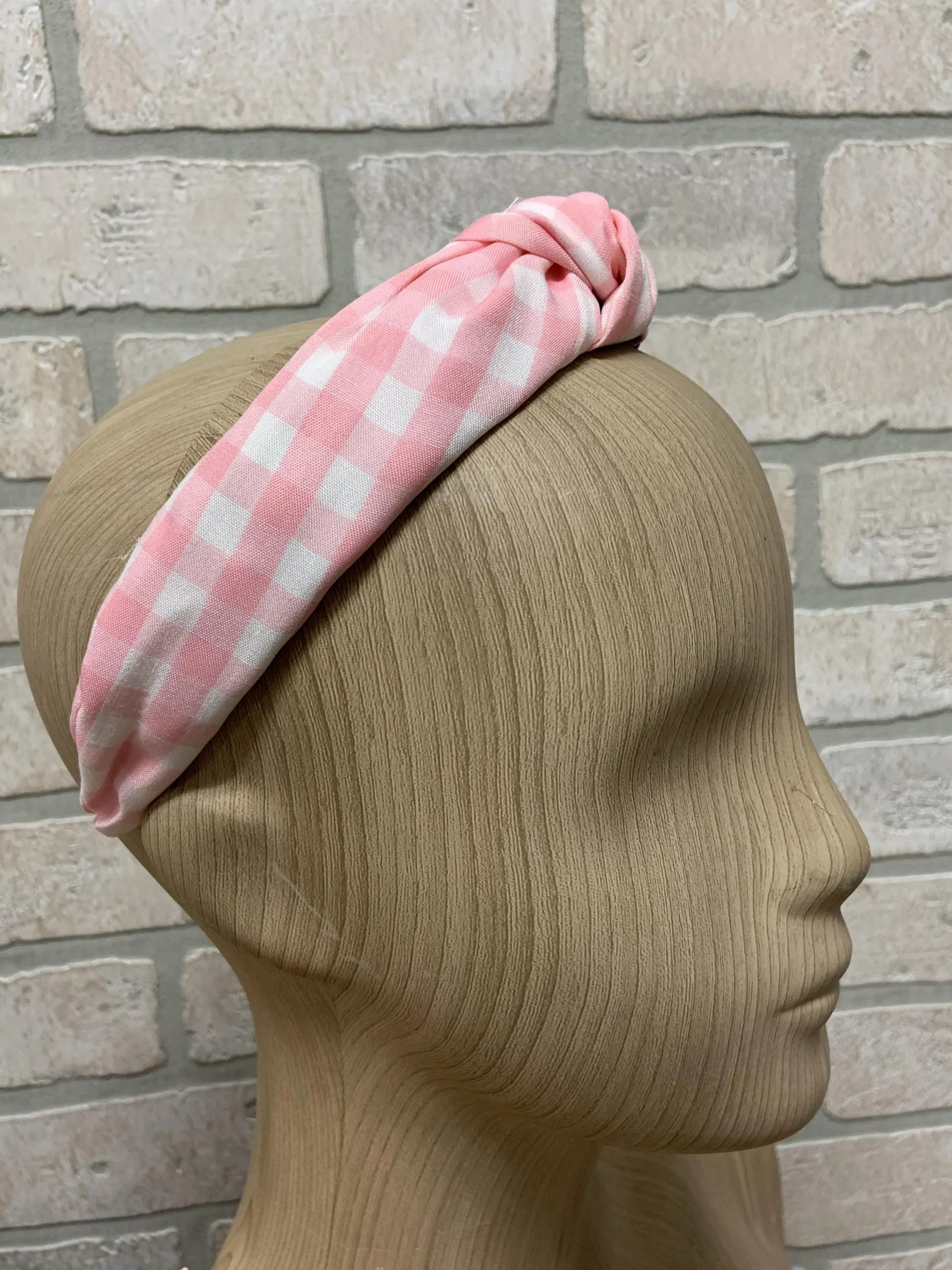 Headband - Checkered Light Pink