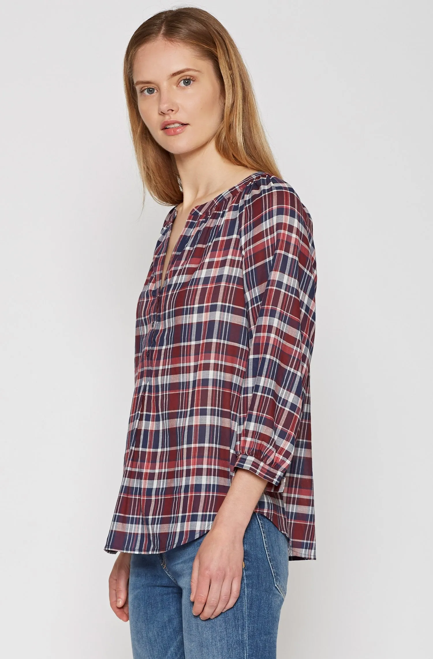 JOIE - Selima Plaid 3 Button Up Blouse