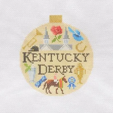 Kentucky Derby Travel Round Needlepoint Canvas