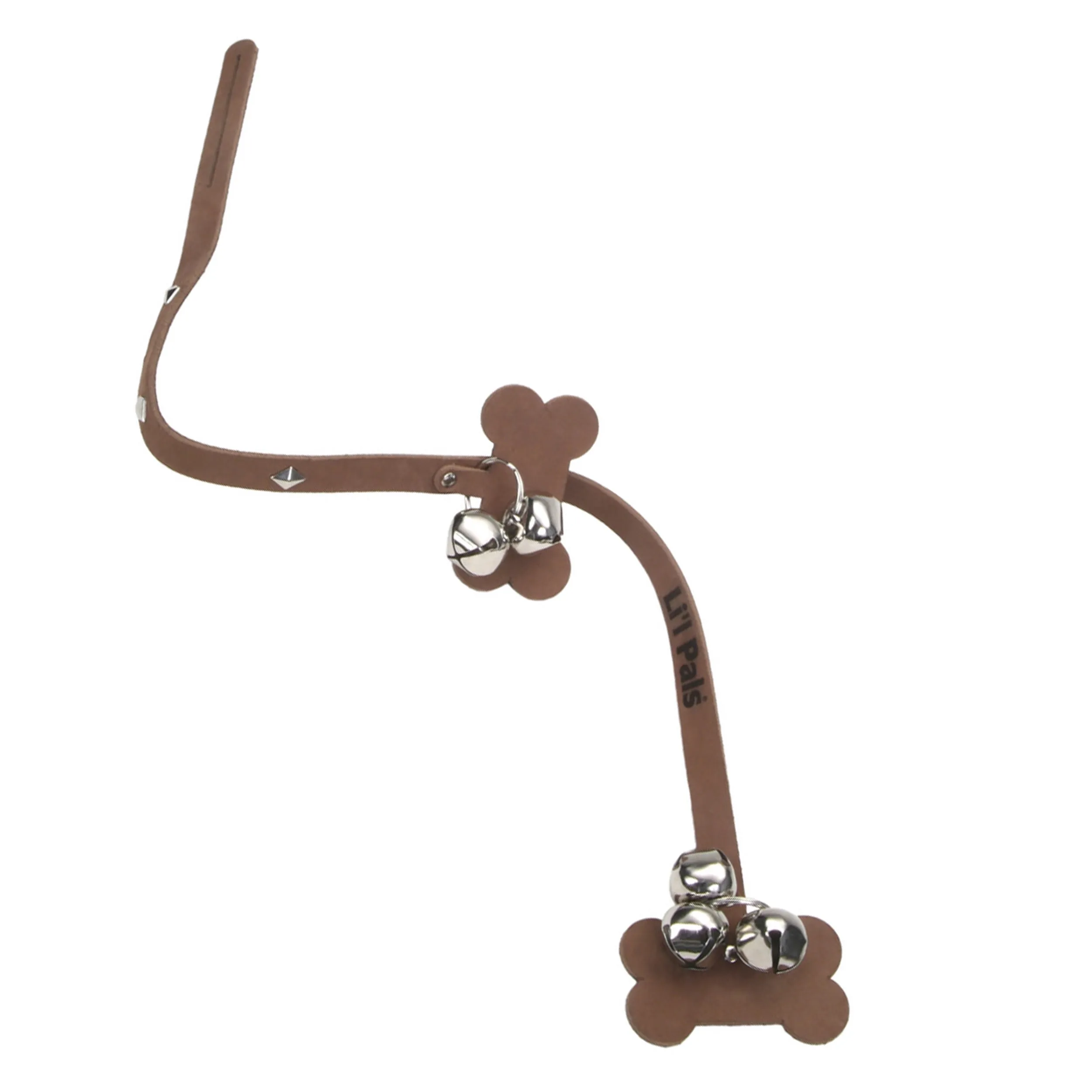 Li'l Pals Dog Leather Potty Training Bells, Brown