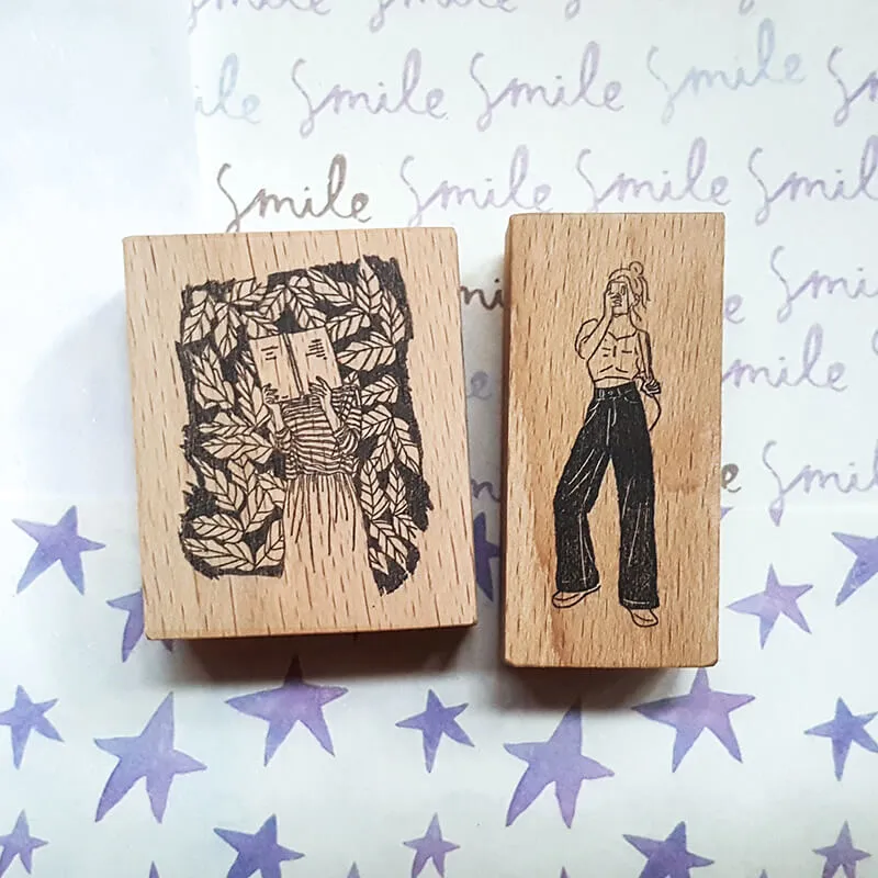 Me Time Stylish Girls Summer Fun Scrapbooking Wooden Stamp