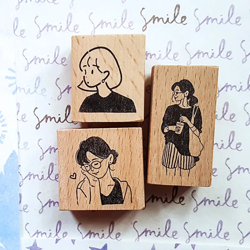 Me Time Stylish Girls Summer Fun Scrapbooking Wooden Stamp