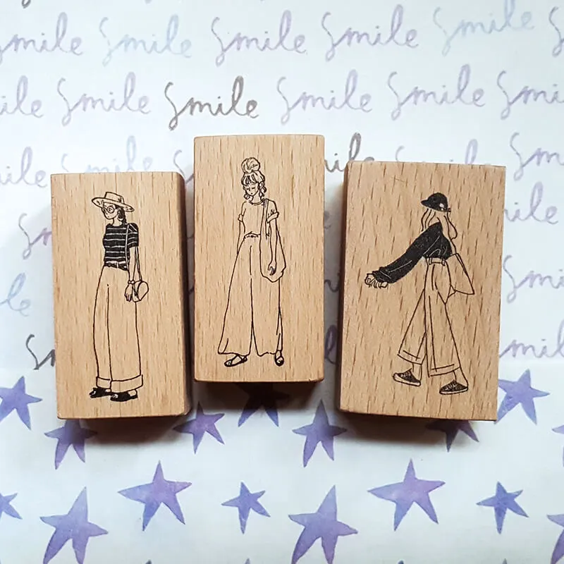 Me Time Stylish Girls Summer Fun Scrapbooking Wooden Stamp