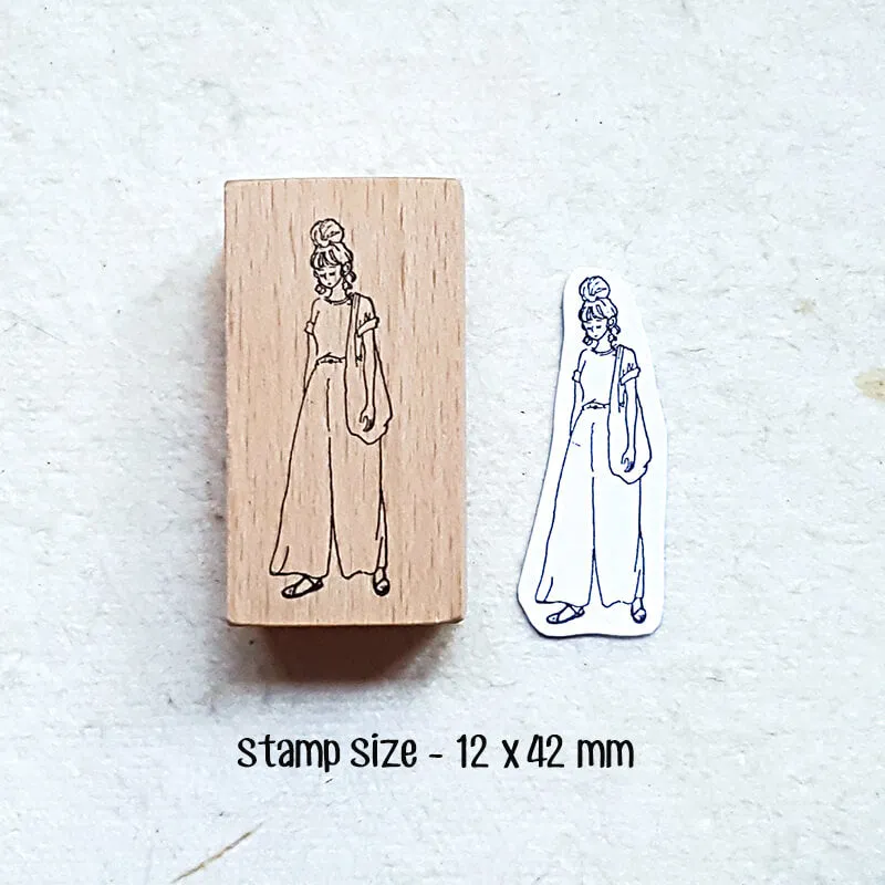 Me Time Stylish Girls Summer Fun Scrapbooking Wooden Stamp