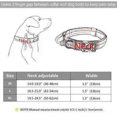 Personalised Military Dog Collar for Stylish Large Dogs with Reflective Handle