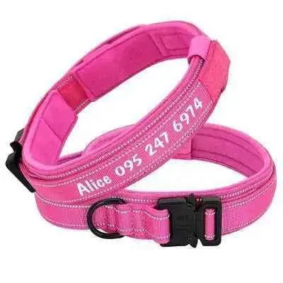 Personalised Military Dog Collar for Stylish Large Dogs with Reflective Handle