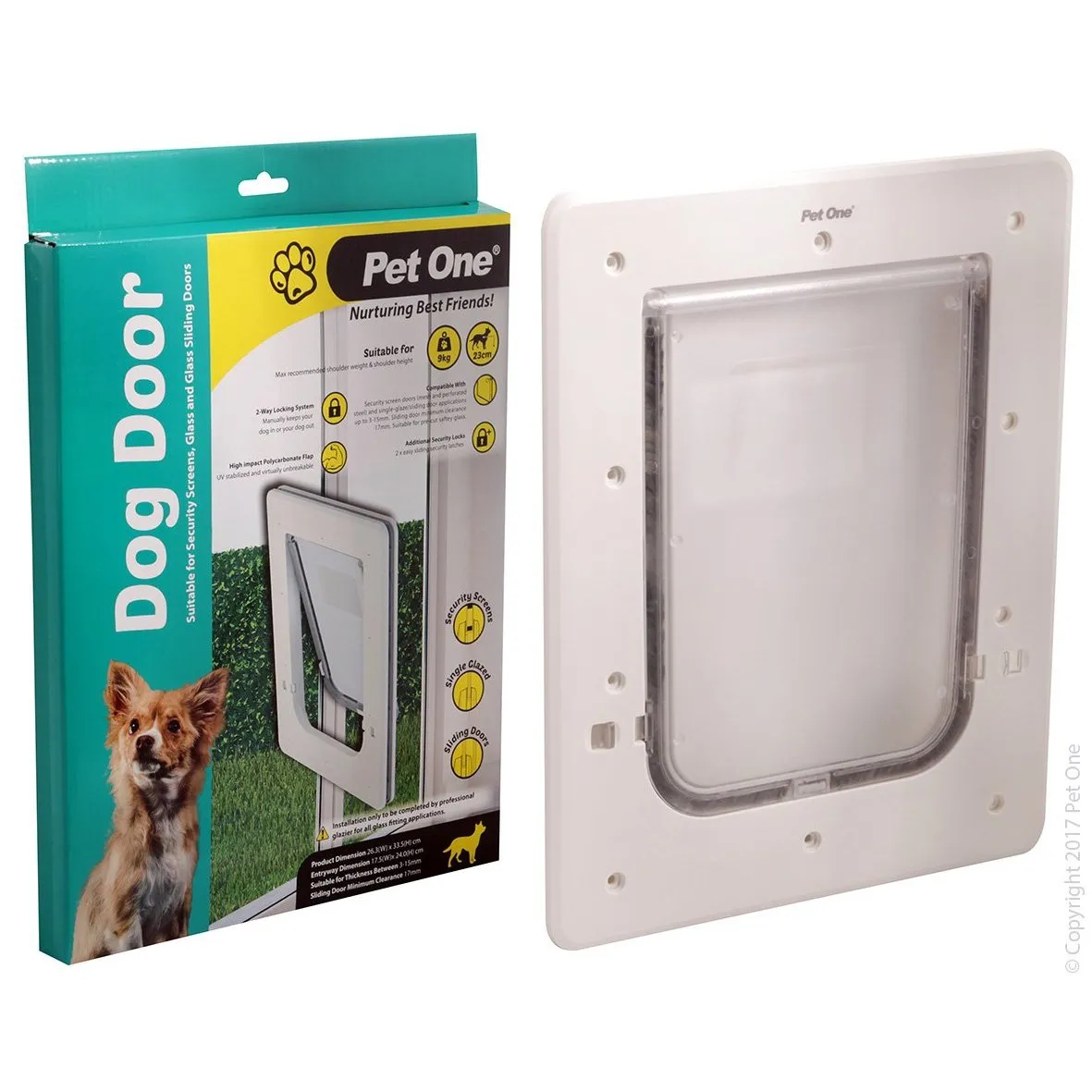 Pet One Poly Dog Door for Security Screens Glass and Glass Sliding Doors Small