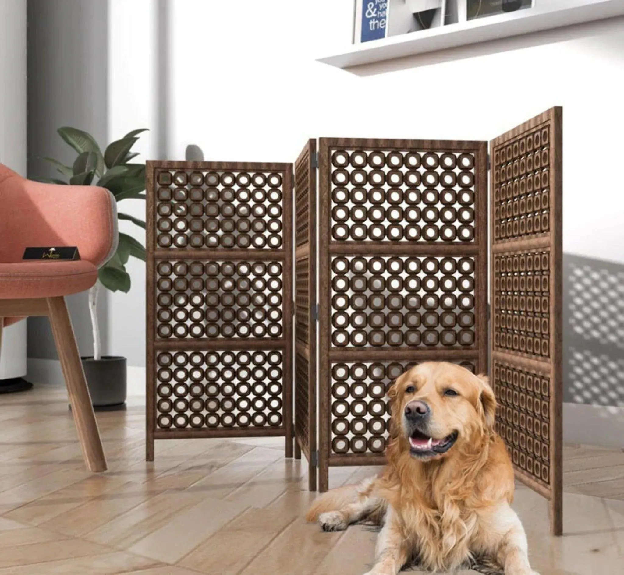 Pet Safety Gate Dogs Room Divider Separator Wooden Partition