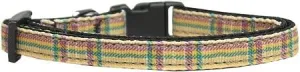 Plaid Nylon Collar  Khaki Cat Safety