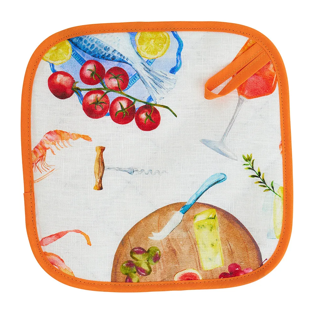 Pot Holder - Linen - Seafood Multi