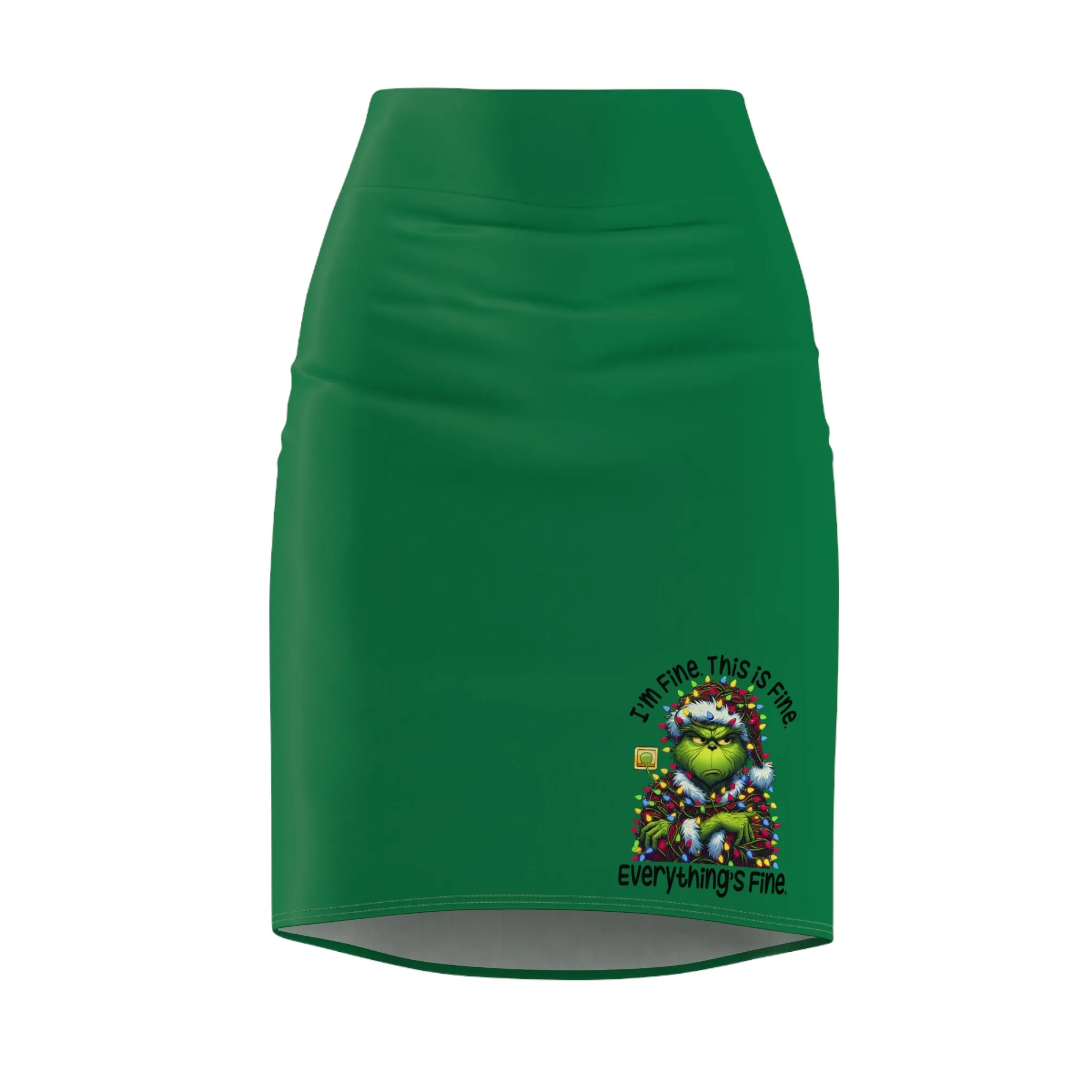 Princess Grace "Everything's Fine" Women's Pencil Skirt - Fun and Stylish Green Skirt for Casual & Festive Occasions