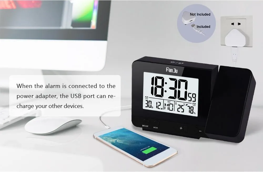 Projector Alarm Clock <br></br> Easy Travel