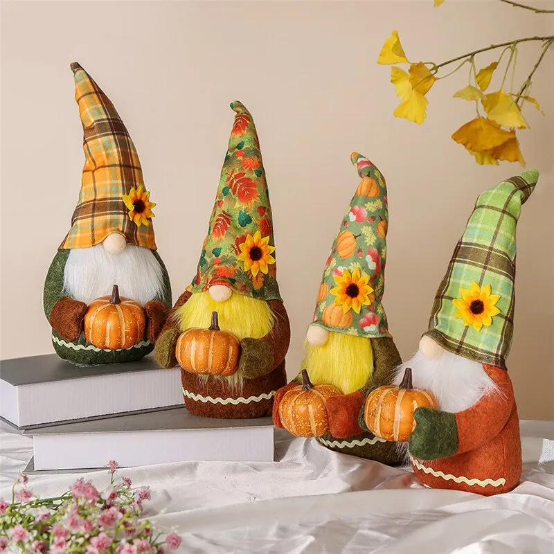 Pumpkin Accessories Dwarf Plush Doll Cute HalloweenFaceless Dwarf Elves Decoration Garden Room Decoration Home Accessories