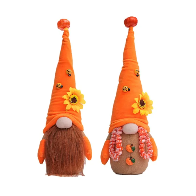 Pumpkin Accessories Dwarf Plush Doll Cute HalloweenFaceless Dwarf Elves Decoration Garden Room Decoration Home Accessories