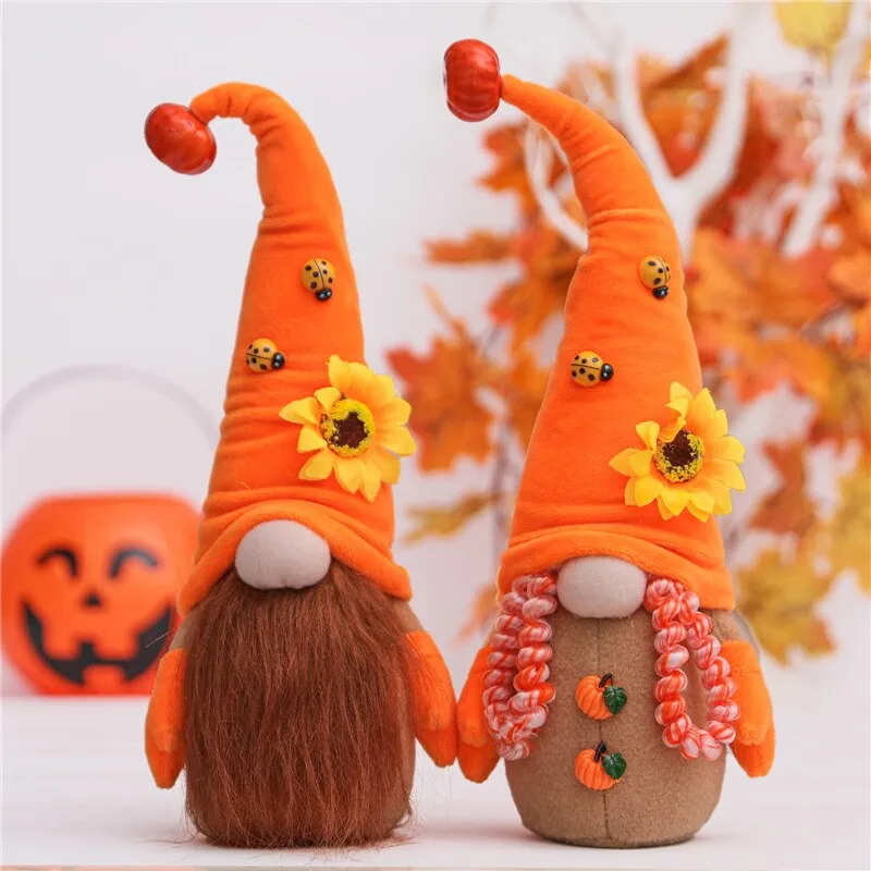 Pumpkin Accessories Dwarf Plush Doll Cute HalloweenFaceless Dwarf Elves Decoration Garden Room Decoration Home Accessories