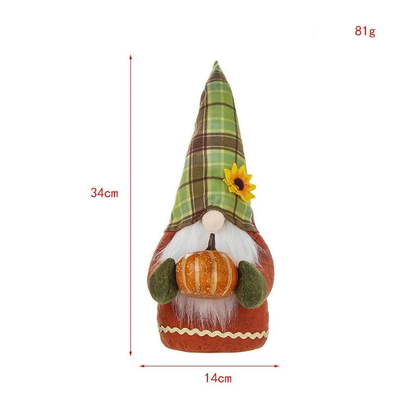 Pumpkin Accessories Dwarf Plush Doll Cute HalloweenFaceless Dwarf Elves Decoration Garden Room Decoration Home Accessories