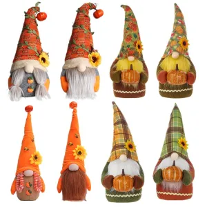 Pumpkin Accessories Dwarf Plush Doll Cute HalloweenFaceless Dwarf Elves Decoration Garden Room Decoration Home Accessories