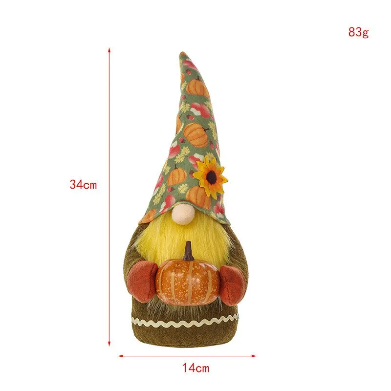 Pumpkin Accessories Dwarf Plush Doll Cute HalloweenFaceless Dwarf Elves Decoration Garden Room Decoration Home Accessories