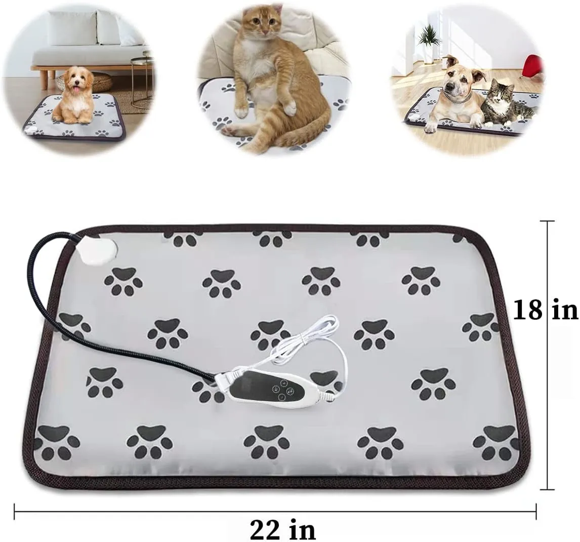 Puppy Heating Pad 22X18 Inches Dog Heating Pad for Dogs Puppies Waterproof Smart Thermostat Switch, Adjustable Indoor and Outdoor Heated Dog Bed Mat Add Chew-Resistant Steel Cord Pawprint