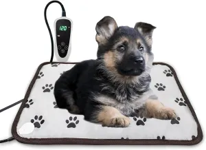 Puppy Heating Pad 22X18 Inches Dog Heating Pad for Dogs Puppies Waterproof Smart Thermostat Switch, Adjustable Indoor and Outdoor Heated Dog Bed Mat Add Chew-Resistant Steel Cord Pawprint