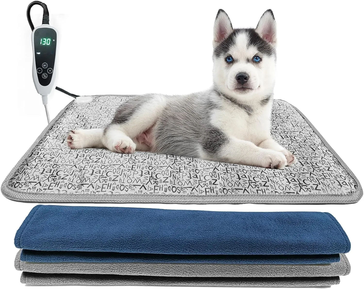 Puppy Heating Pad 22X18 Inches Dog Heating Pad for Dogs Puppies Waterproof Smart Thermostat Switch, Adjustable Indoor and Outdoor Heated Dog Bed Mat Add Chew-Resistant Steel Cord Pawprint