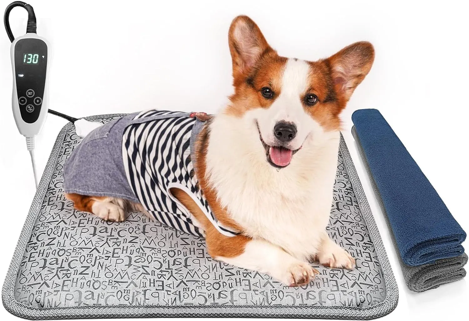 Puppy Heating Pad 22X18 Inches Dog Heating Pad for Dogs Puppies Waterproof Smart Thermostat Switch, Adjustable Indoor and Outdoor Heated Dog Bed Mat Add Chew-Resistant Steel Cord Pawprint