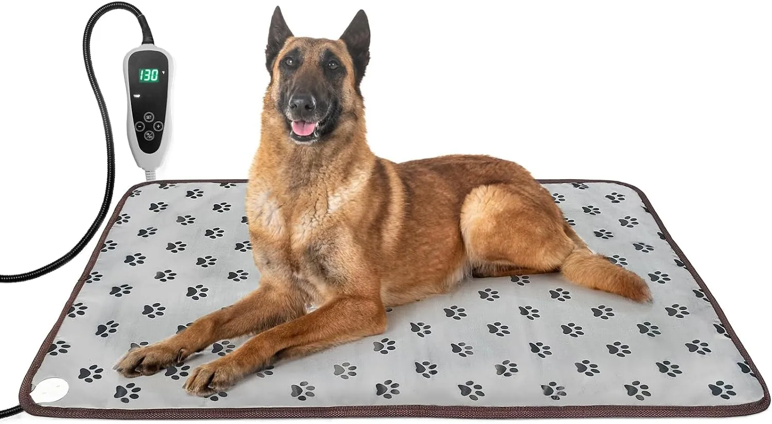 Puppy Heating Pad 22X18 Inches Dog Heating Pad for Dogs Puppies Waterproof Smart Thermostat Switch, Adjustable Indoor and Outdoor Heated Dog Bed Mat Add Chew-Resistant Steel Cord Pawprint