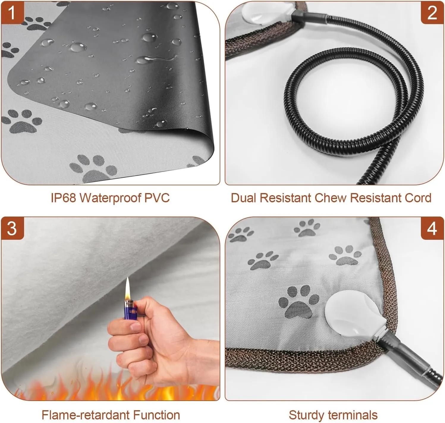 Puppy Heating Pad 22X18 Inches Dog Heating Pad for Dogs Puppies Waterproof Smart Thermostat Switch, Adjustable Indoor and Outdoor Heated Dog Bed Mat Add Chew-Resistant Steel Cord Pawprint