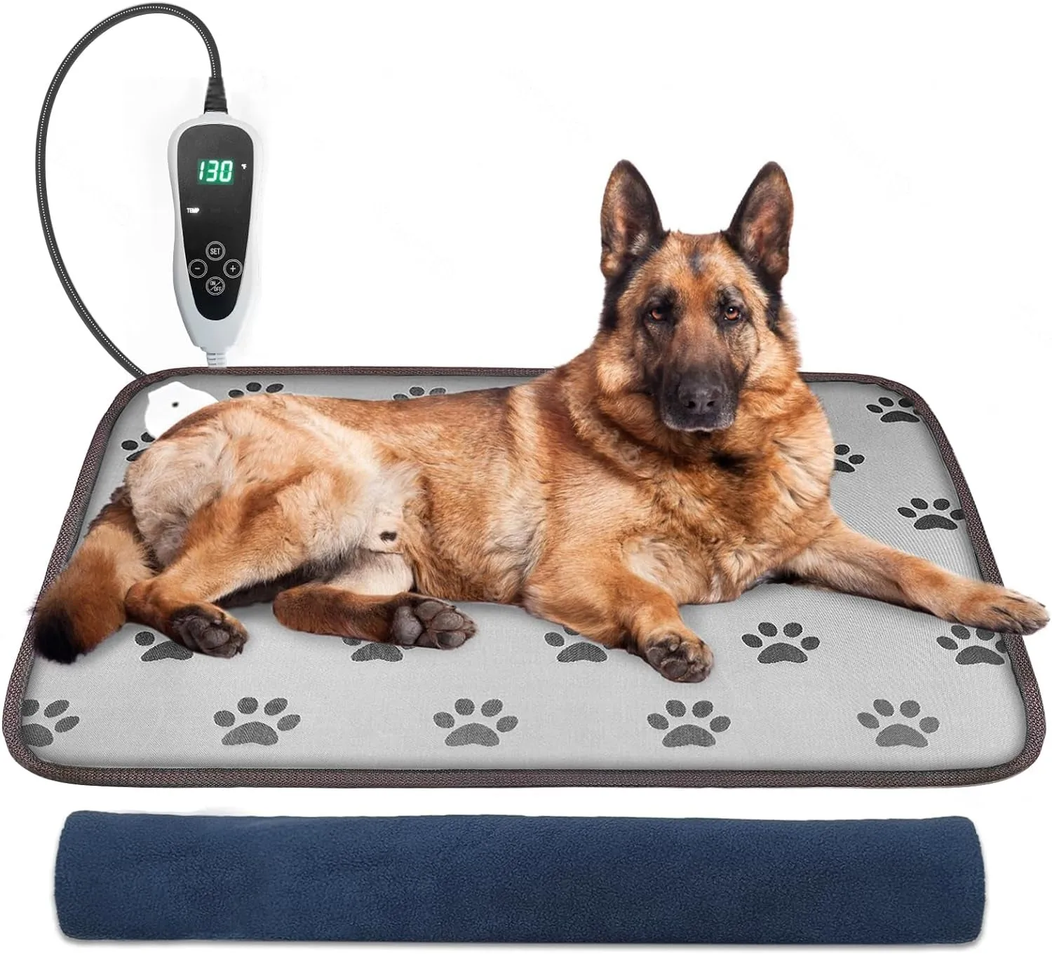 Puppy Heating Pad 22X18 Inches Dog Heating Pad for Dogs Puppies Waterproof Smart Thermostat Switch, Adjustable Indoor and Outdoor Heated Dog Bed Mat Add Chew-Resistant Steel Cord Pawprint