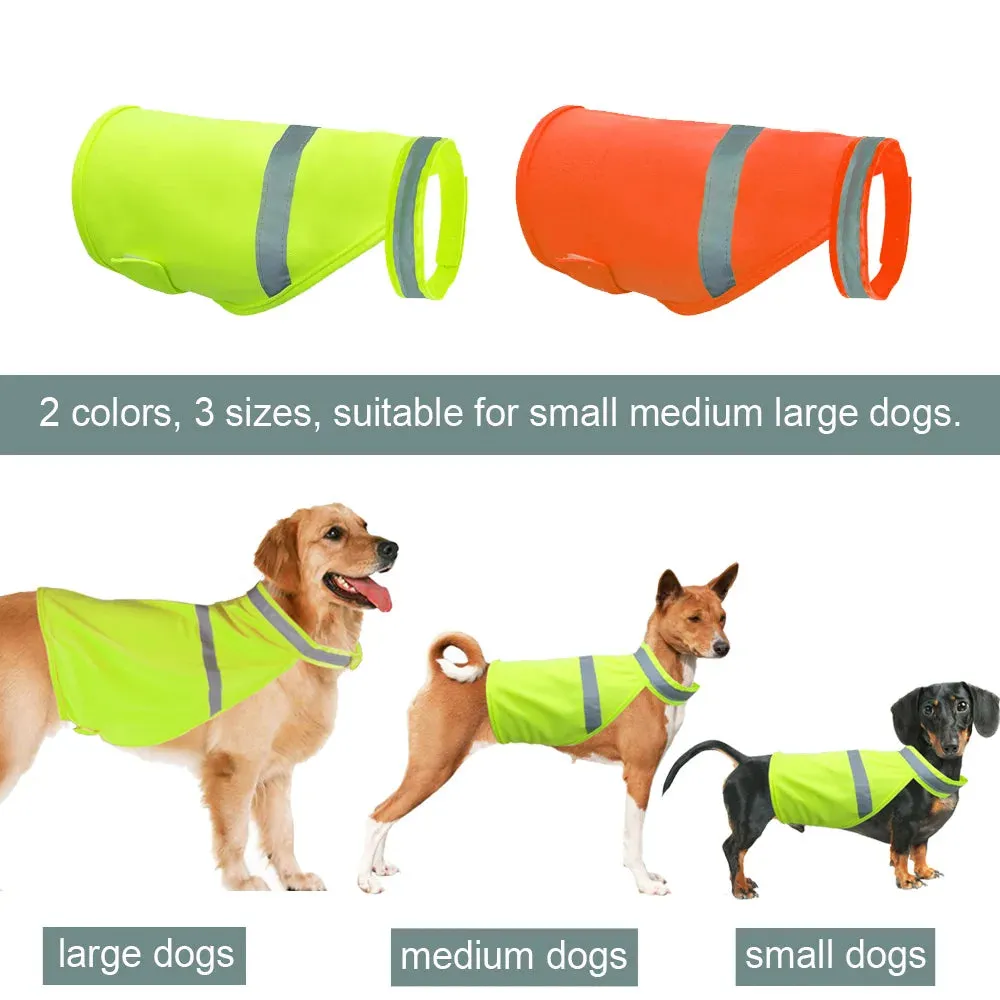 Reflective Dog Vest – Night Safety Fluorescent Pet Coat | Waterproof Visibility Jacket for Small & Large Dogs in Orange & Green