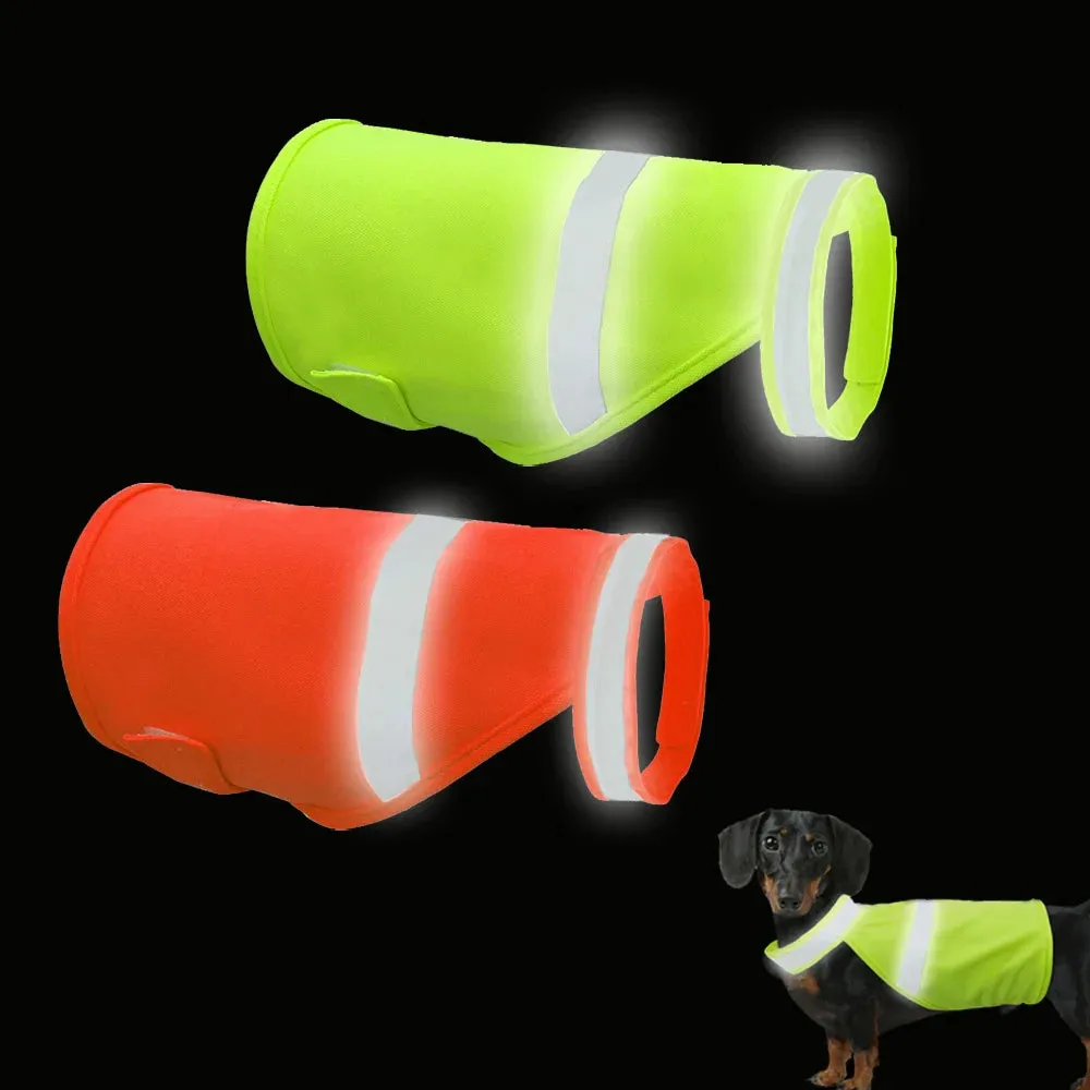 Reflective Dog Vest – Night Safety Fluorescent Pet Coat | Waterproof Visibility Jacket for Small & Large Dogs in Orange & Green