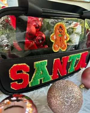 “SANTA” Chenille Patch Cosmetic & Travel Bag