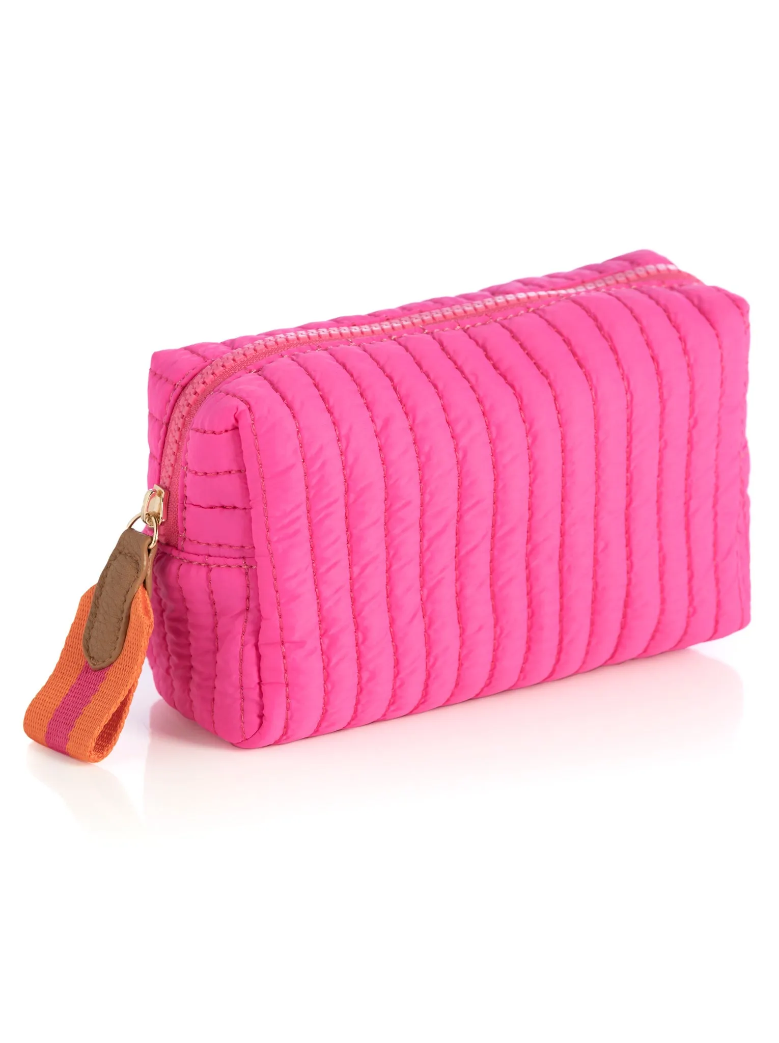 Shiraleah Ezra Quilted Nylon Small Boxy Cosmetic Pouch, Magenta